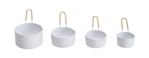 White w/ Gold Finish Handles Enameled Measuring Cups