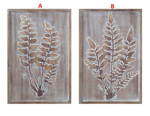 Wood Framed Embossed Wall Decor w/ Fern Fronds! TWO Style Options!