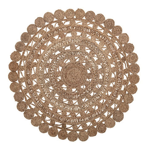 4' Natural Round Hand-Woven Jute Rug