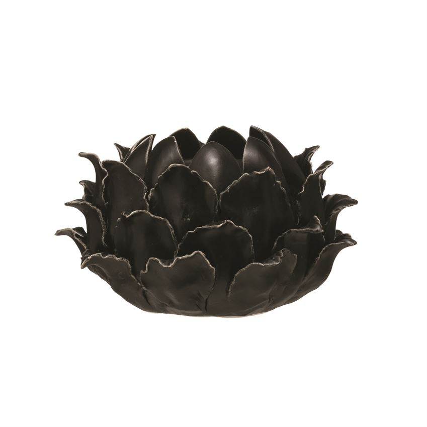 Black Reactive Glaze Handmade Stoneware Flower Taper/Votive Holder