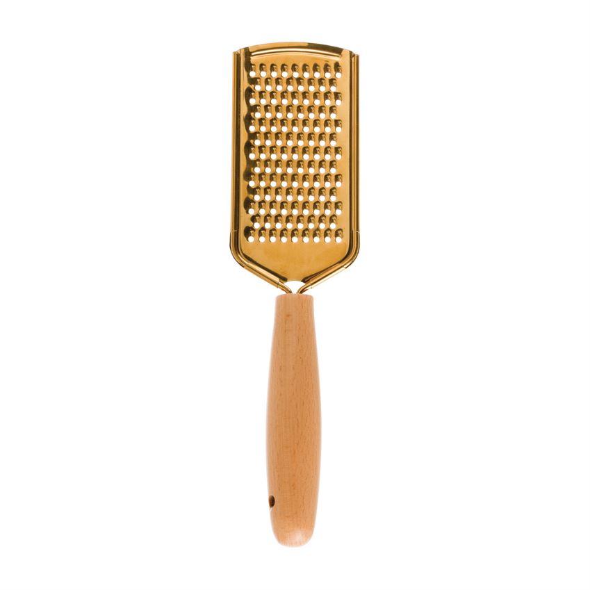 Gold Finish Stainless Steel Grater with Wood Handle