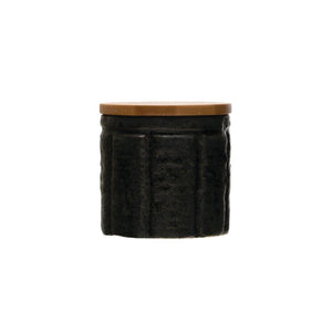 Stoneware Canister with Bamboo Lid