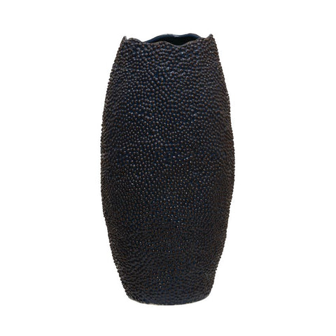 Dark Blue Textured Stoneware Vase