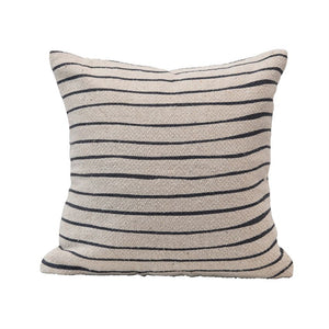 Square Recycled Cotton Blend Pillow with Stripes