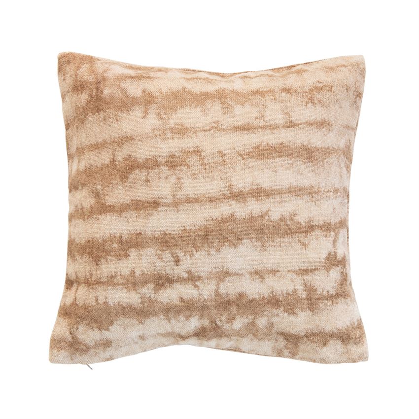 18" Brown & Beige Square Cotton Blend Tie-Dyed Pillow