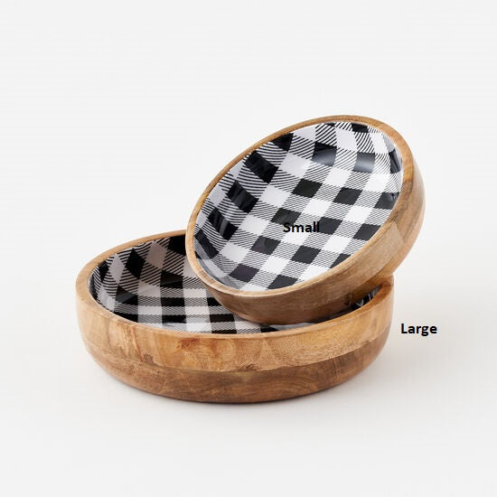 Black Gingham Low Bowl- Small
