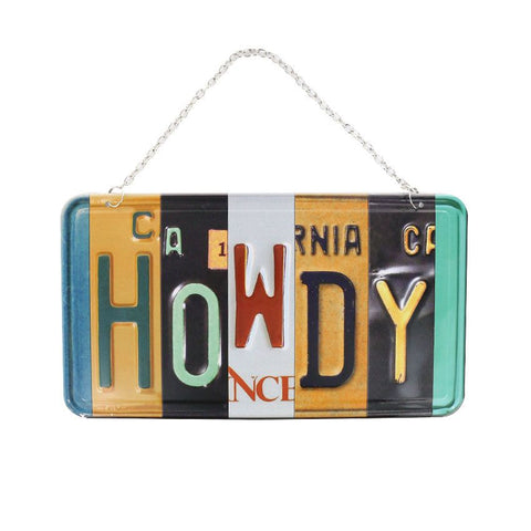 Howdy License Plate Wall Decor