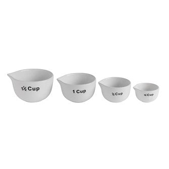 Set of 4 White Stoneware Measuring Cups