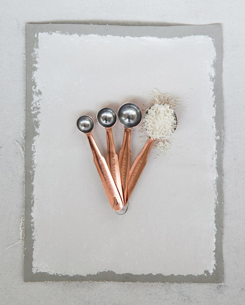 Stainless Steel Measuring Spoons w/ Copper Finish