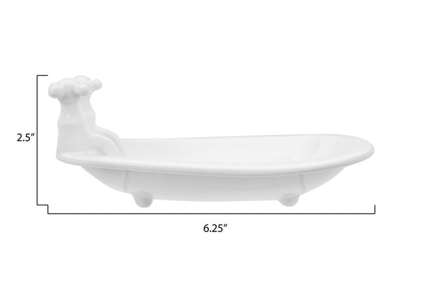 White Stoneware Bath Tub Soap Dish