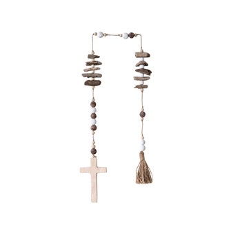 49"L Abaca & Mango Wood Rosary
