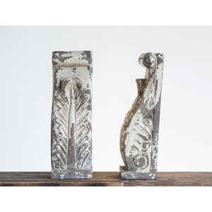 Set of Hand-Carved Mango Wood Corbels with a Heavily Distressed White Finish!!!