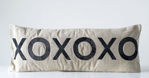 Cotton Canvas Pillow w/ Applique XOXOXO