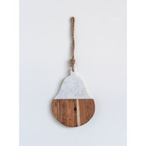 Wood and Marble Pear Cutting Board