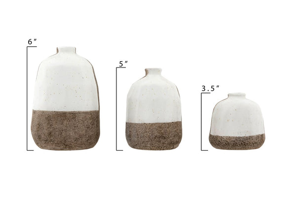 6" Grey & White Terra-cotta Vase