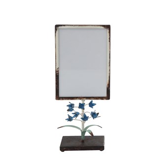 Metal Photo Frame With Blue Flowers