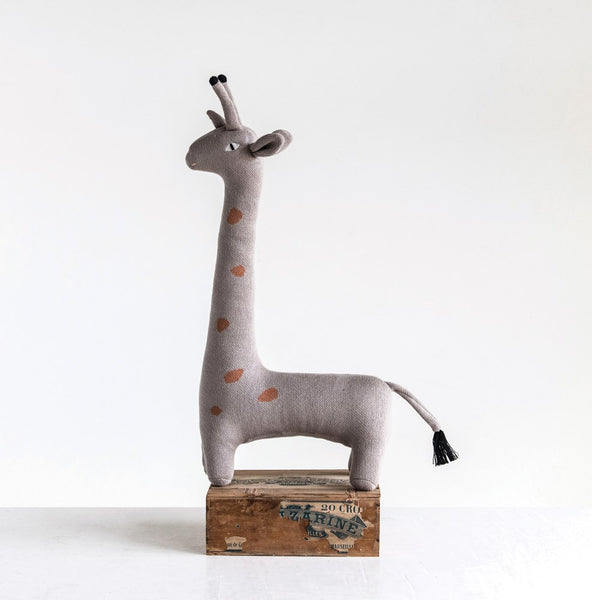 Grey Cotton Knit Giraffe