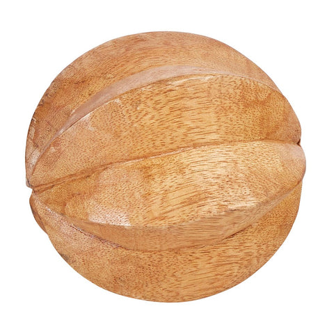 4" Round Hand-Carved Mango Wood Fruit