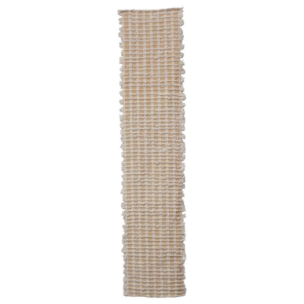 Natural & Mustard Woven Cotton Tufted Table Runner w/ Fringe