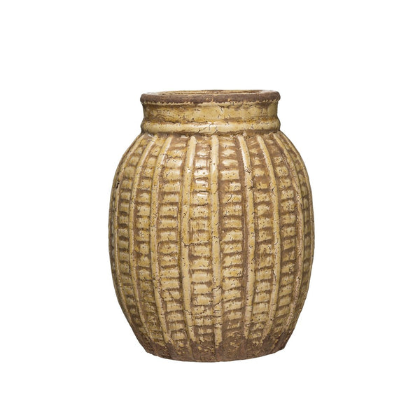 Decorative Embossed Terra-cotta Vase