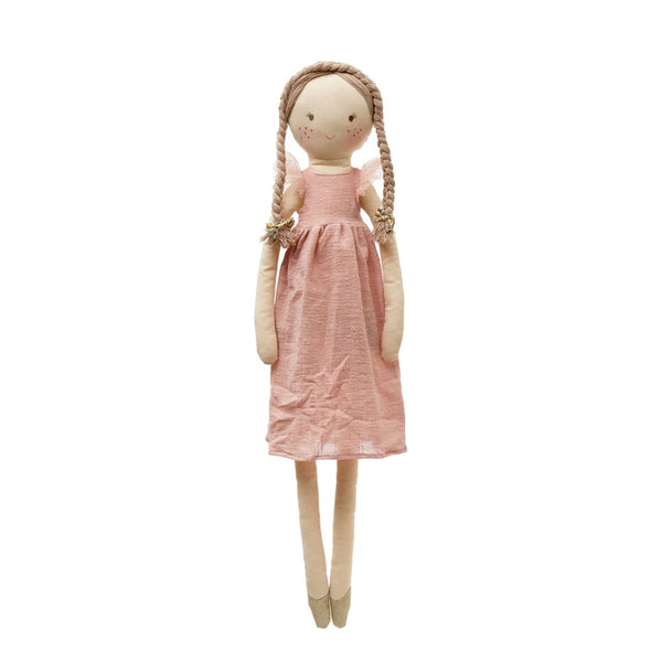 Pink Cotton Oversized Doll with Floral Dress