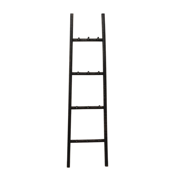 59"H Wood Ladder w Hooks