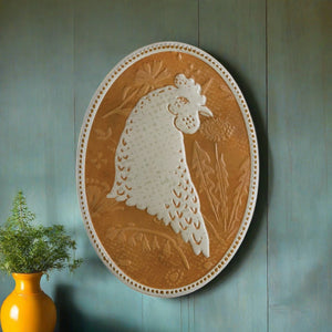 Embossed Metal Wall Decor with Rooster