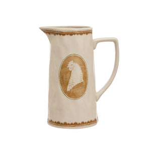 Stoneware Pitcher with Rooster