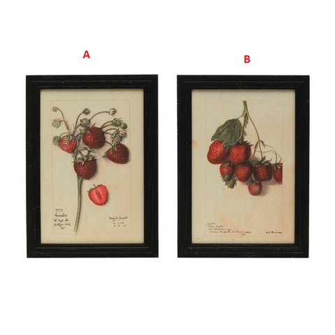 Wood Framed Wall Decor with Vintage Rep. Strawberry Print! TWO Styles!