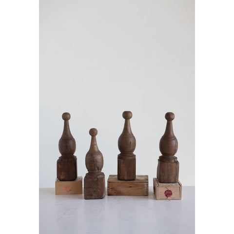 Hand-Carved Reclaimed Wood Finials (Each One Will Vary)