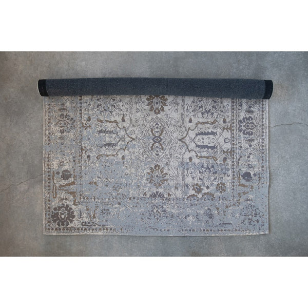5' x 7' Woven Cotton Printed Rug Distressed Finish