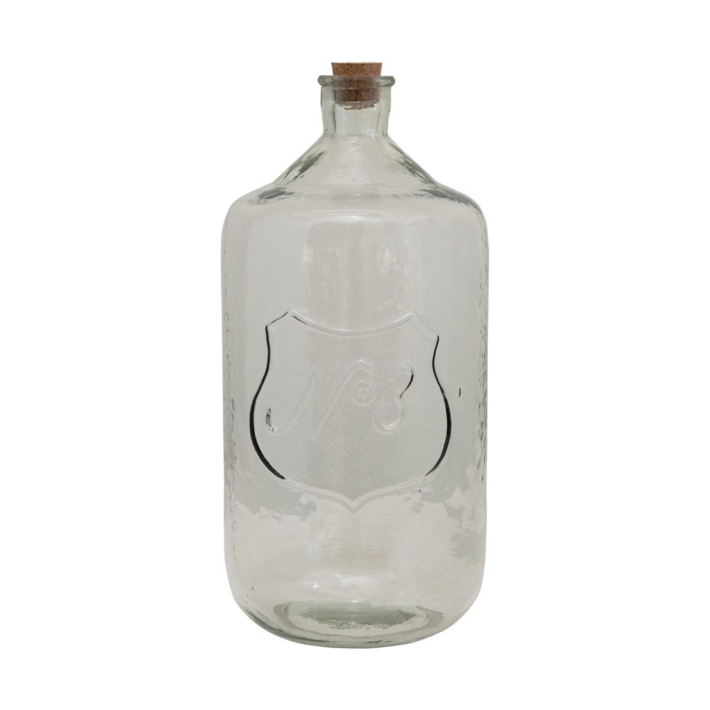 Recycled Glass Bottle with Cork & Embossed "No 3"