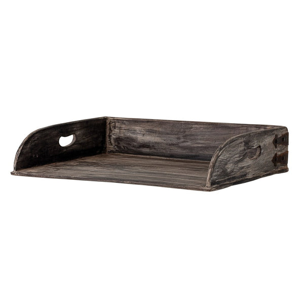 Decorative Reclaimed Wood Tray with Handles & 3 Sides