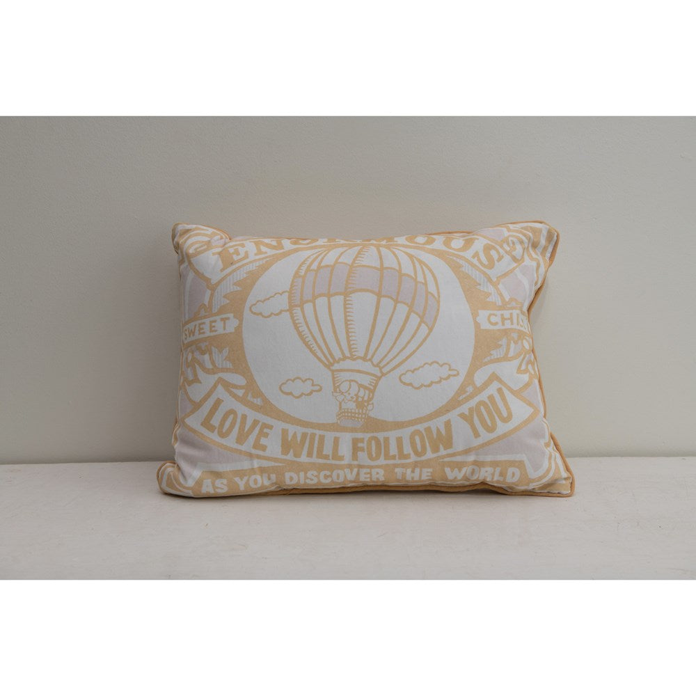 18"L x 14"H Cotton Lumbar Pillow "Sweet Child Enormous Love Will Follow You"