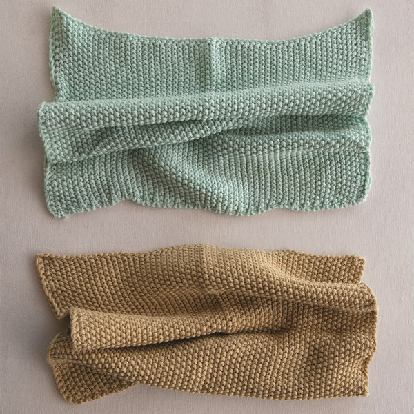 10.5" Square Cotton Knit Dish Cloths, 2 Colors, Set of 2