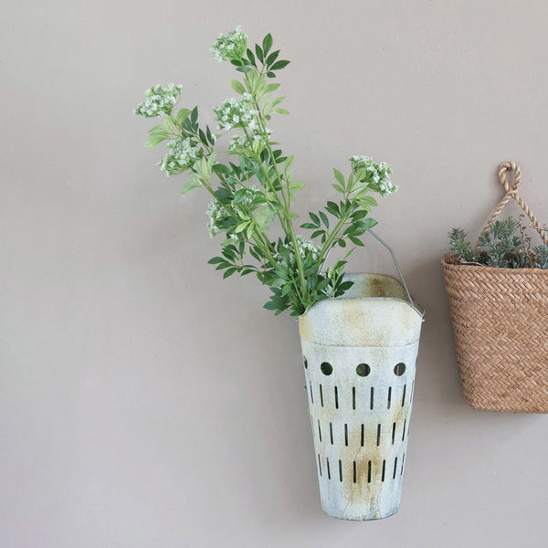 Distressed Galvanized Finish Metal Vintage Reproduction Olive Bucket