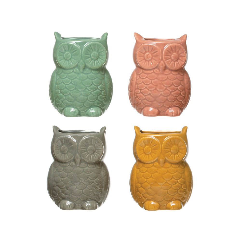 Stoneware Owl Vase Magnet. 4 Colors!!