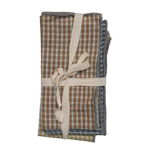 Woven Cotton Napkin With Checkered Pattern
