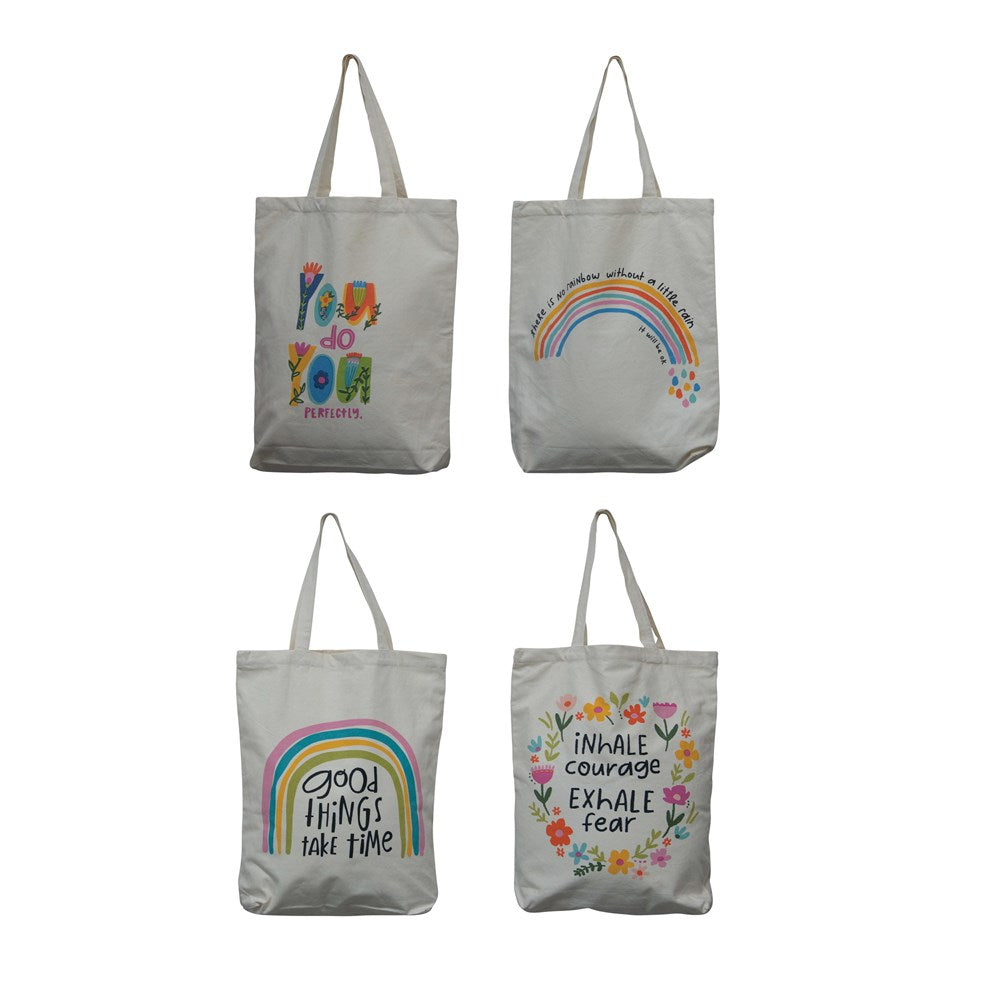 Canvas Tote with Motivational Saying & Interior Pocket