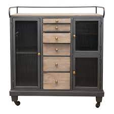 Mango Wood and Metal Sideboard on Casters, Pickup Only