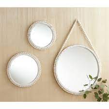 Mud Pie HANGING BEADED MIRROR- Large, PICKUP ONLY