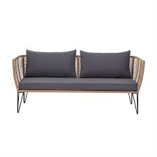 Metal and Woven Nylon Rope Sofa with Cushions - Pick Up Only