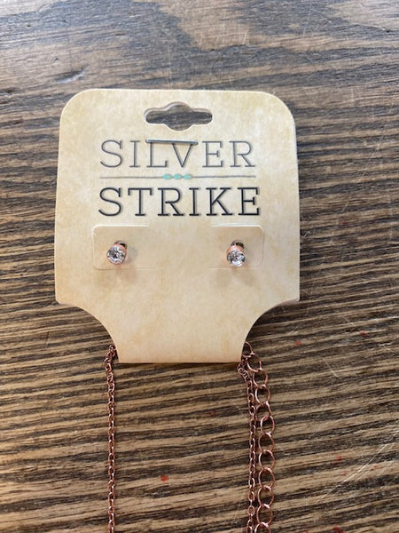 Silver Strike Copper Colored Horseshoe Necklace Set