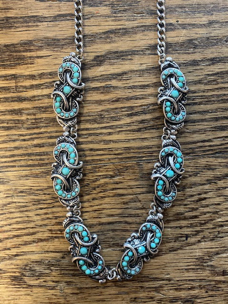 Silver Strike Turquoise & Silver Metal Necklace Set