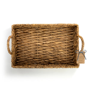 Rectangle Wicker Basket with Leather Patch