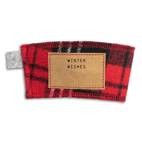 Winter Wishes Coffee Cozy - Red Plaid