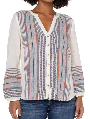 Liverpool Button Front Shirred Blouse- 2 Colors!!