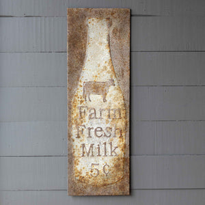 Aged Metal Fresh Milk Sign