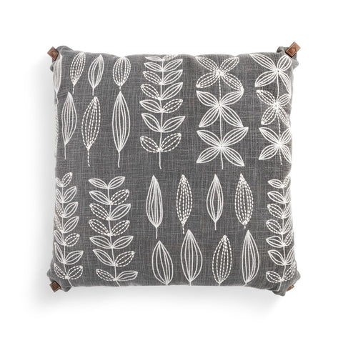 Embroidered Grey Pillow
