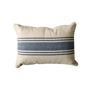 Cotton Canvas Pillow with Blue Stripes